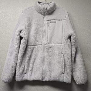 Men's Columbia Light Gray Full Zip Sherpa Jacket Medium